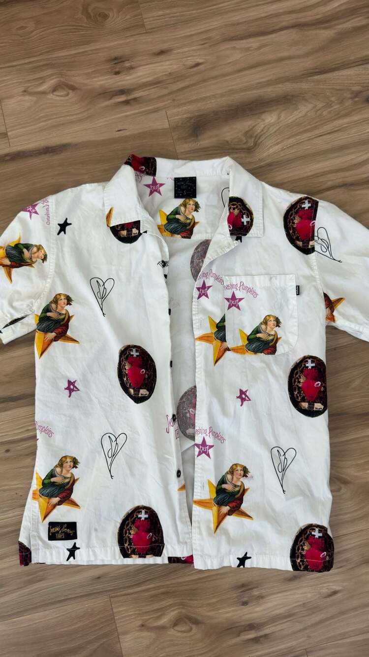 HUF x Smashing Pumpkins Daydream Shirt Size S White Short Sleeve Button Up